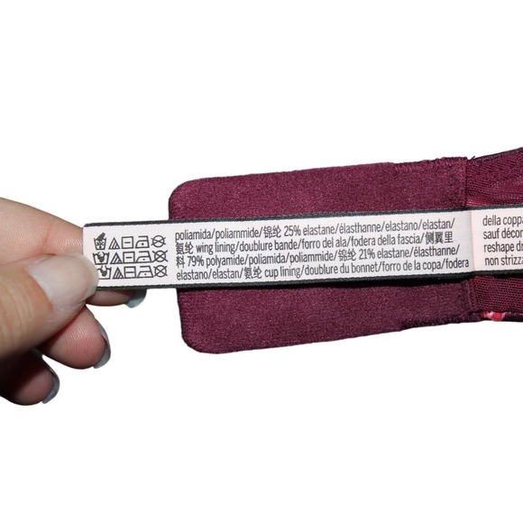 Women's Victoria's Secret Dream Angels Push-Up Bra Red Pink Floral Bra Size 34DD - Picture 6 of 8